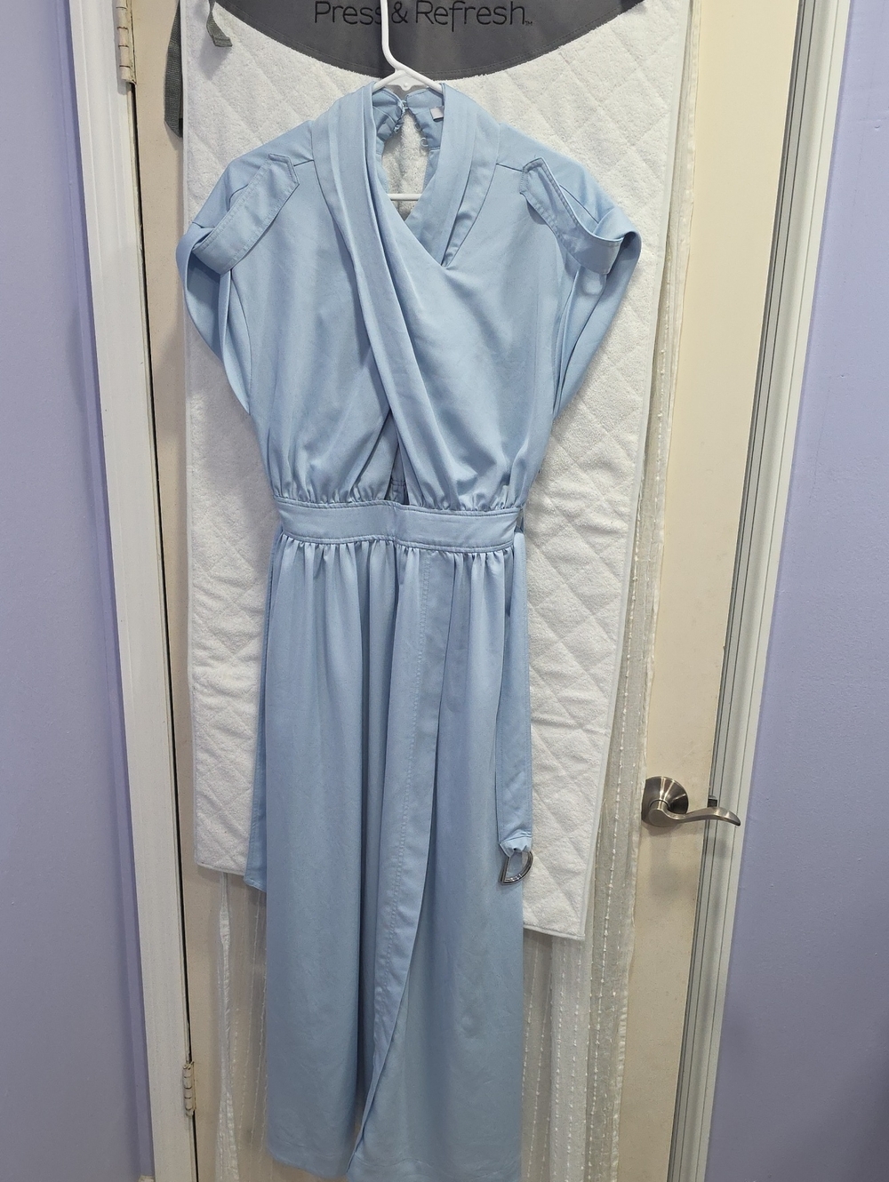 10 Crosby Derek Lam Powder Blue Midi Wrap Dress with Waist Tie